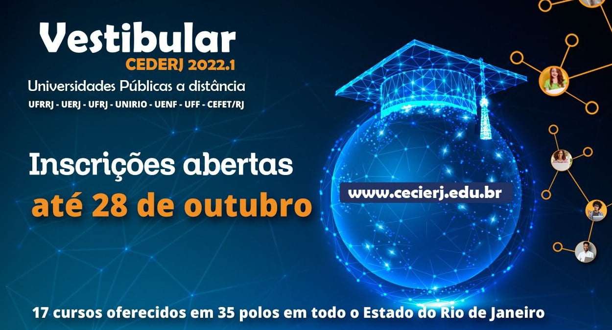 Vestibular Cederj abre inscrição para ingresso no 1º semestre de 2022
