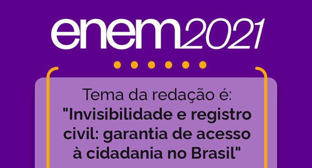 Inep divulga tema da Redação do Enem 2021