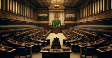 Imagem retrata a câmara do Senado brasileiro vazia, destacando a gravidade e a solenidade do processo de impeachment (Imagem gerada por IA)