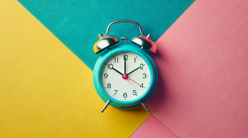 Relógio de alarmes colorido em estilo minimalista.