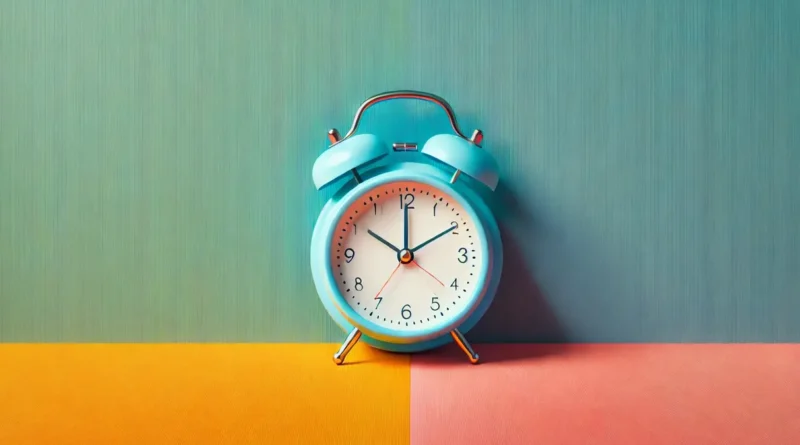 Relógio clássico minimalista colorido sobre fundo sólido
