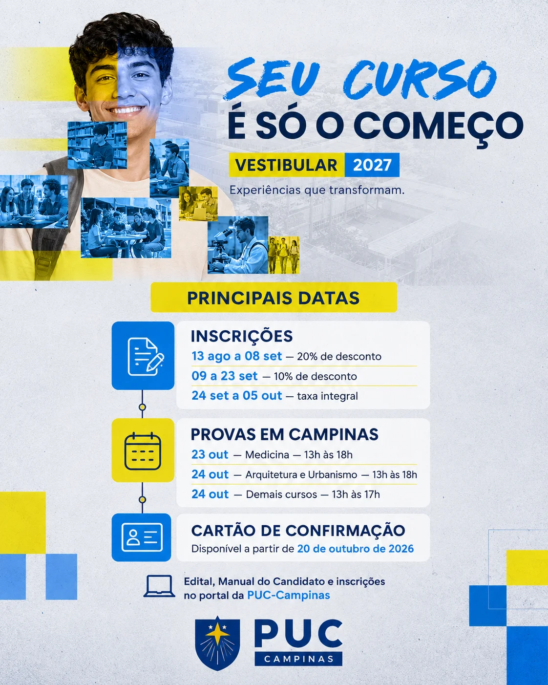 Principais datas do Vestibular PUC-Campinas 2027