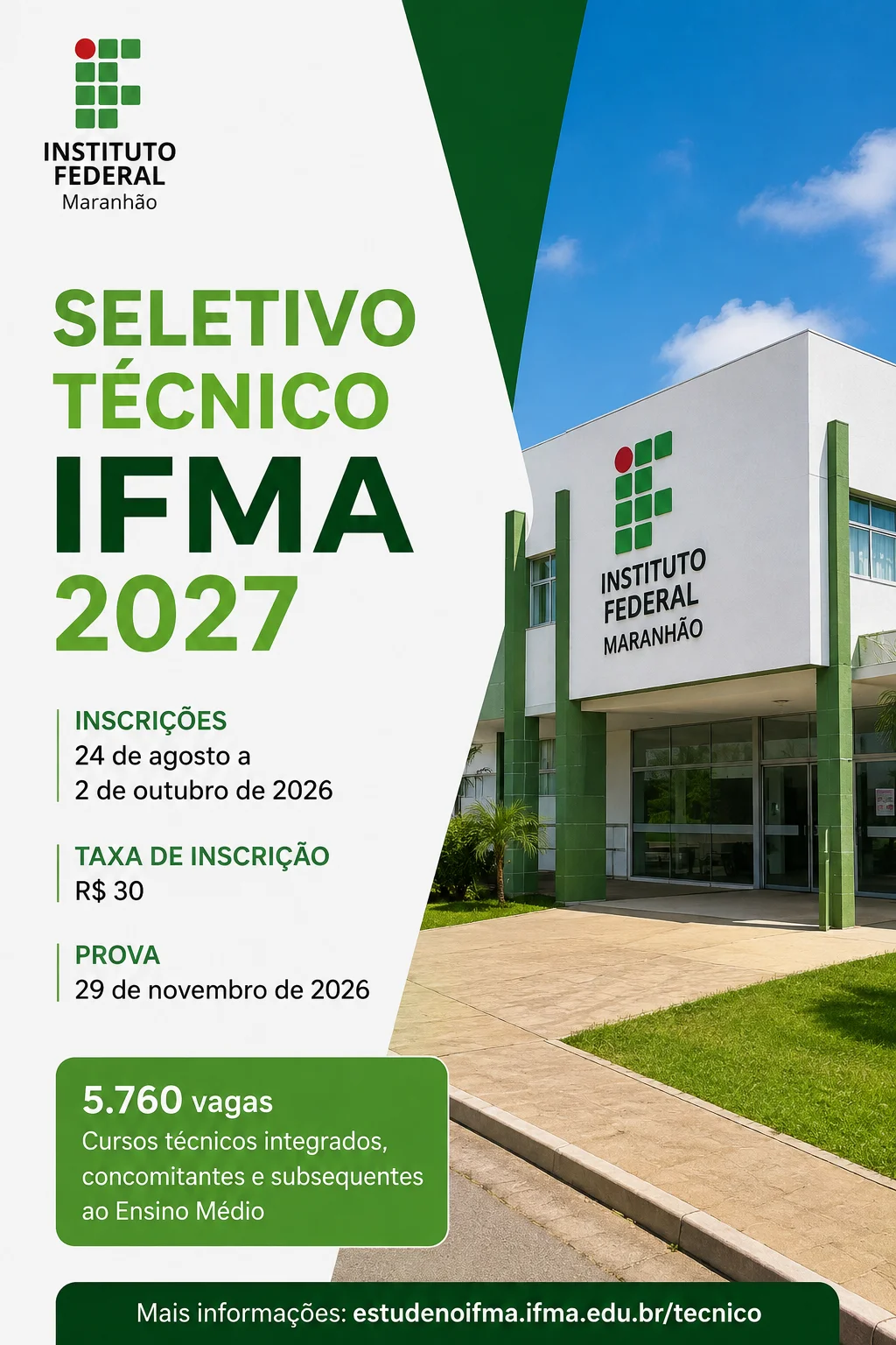 datas e informações seletivo ifma 2027