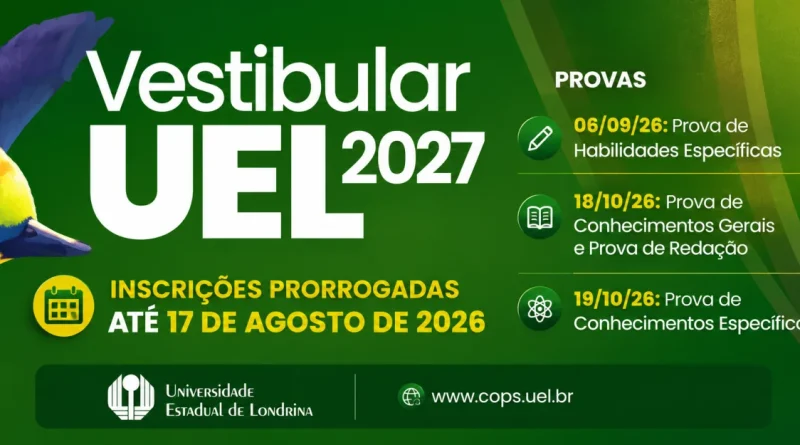 Prorrogação das inscrições Vestibular UEL 2027