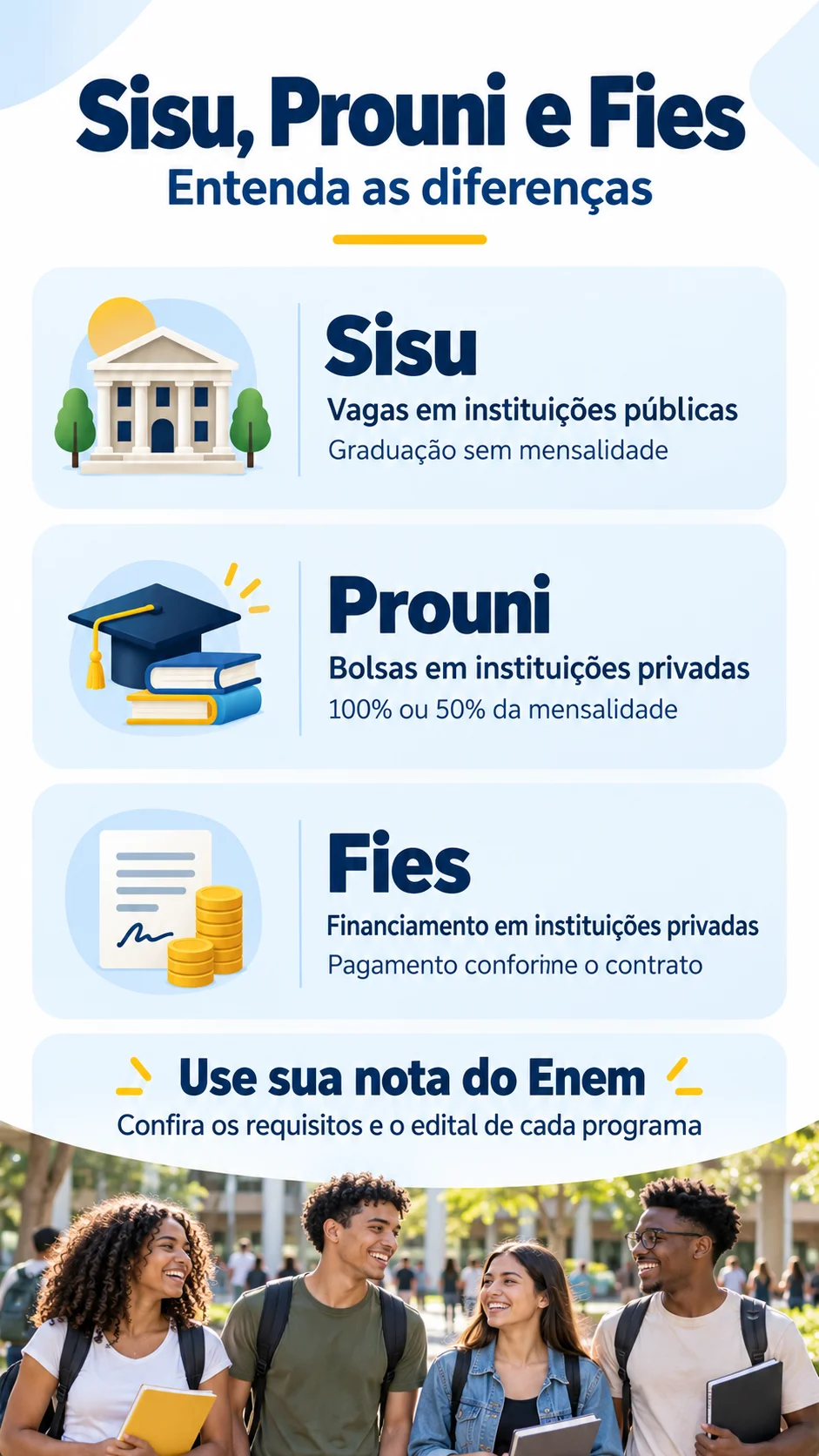 Sisu, Prouni e Fies (Imagem IA)